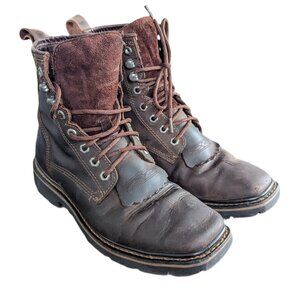 Cody James Brown Leather Lace Up Square Toe Kiltie Boots - Men's Size 8 D